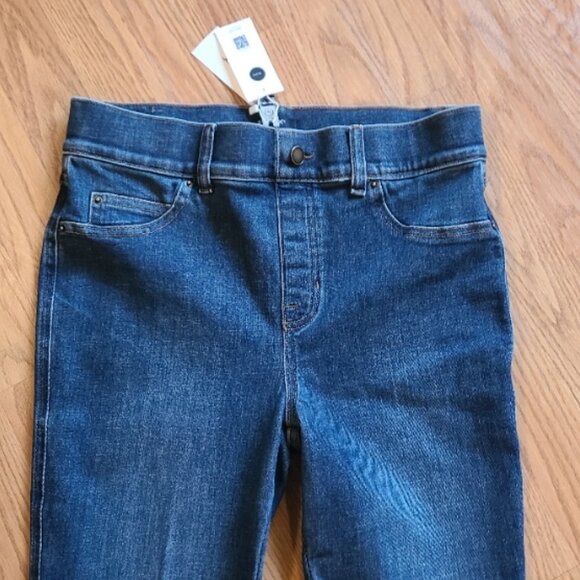 NEW NWT! SPANX FLARE JEANS HIGH RISE WAIST STRETCH DENIM AUTHENTIC BLUE sz M - Picture 3 of 6